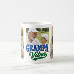 Taza De Café Collage de fotos retro de abuelo azul verde