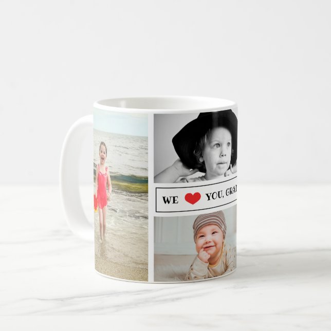 Taza De Café Collage de fotos te queremos abuelo (Anverso izquierdo)