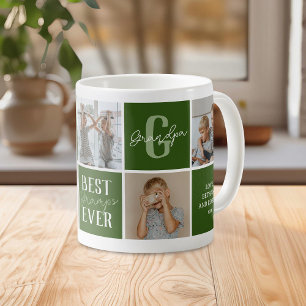 Taza De Café Collage de fotos verde del abuelo moderno