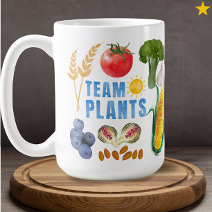Taza De Café Collage de Frutas y Verduras en Acuarela Vegetaria