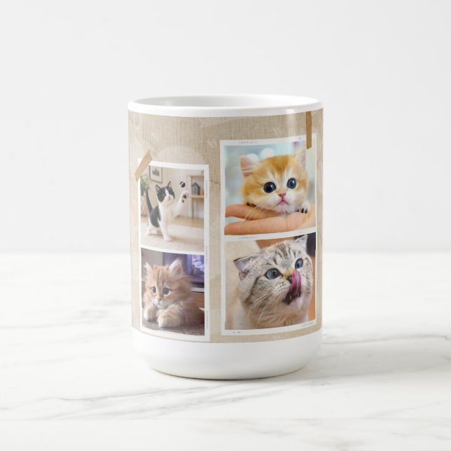 Taza De Café Collage de Gatos Curiosos (Centro)