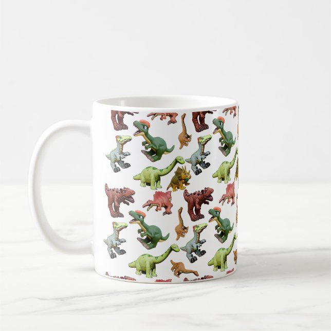 Taza De Café Collage de juguete Personalizado de dinosaurios (Izquierda)
