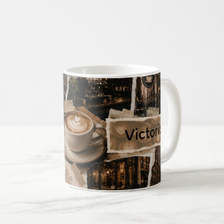 Taza De Café Collage de la escena del café de la ciudad Nombre