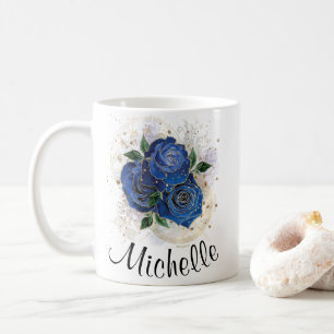 Taza De Café Collage de la jugada - paro personalizado azul med