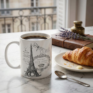 Taza De Café collage de la torre Eiffel