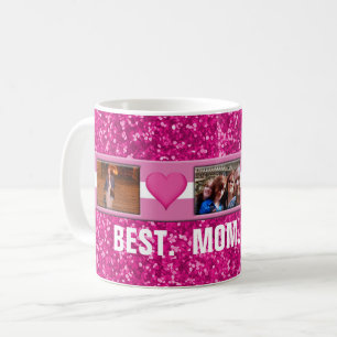 Taza De Café Collage de las fotos del personalizado 3 del rosa