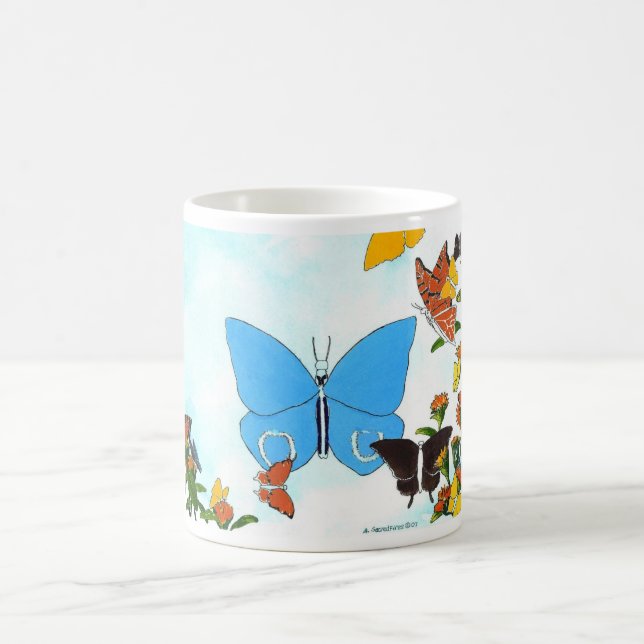 Taza De Café Collage de mariposa café Mug (Centro)