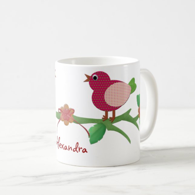 Taza De Café Collage de pájaros Nombre personal Mug (Anverso derecho)