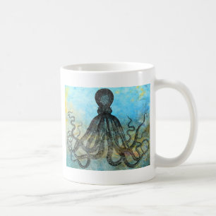 Taza De Café Collage de pulpo vintage