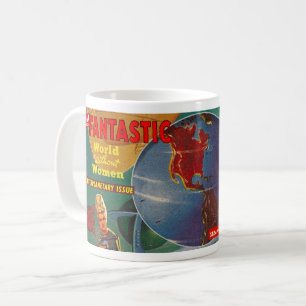 TAZA DE CAFÉ COLLAGE DE REVISTA VINTAGE SCIENCE FICTION