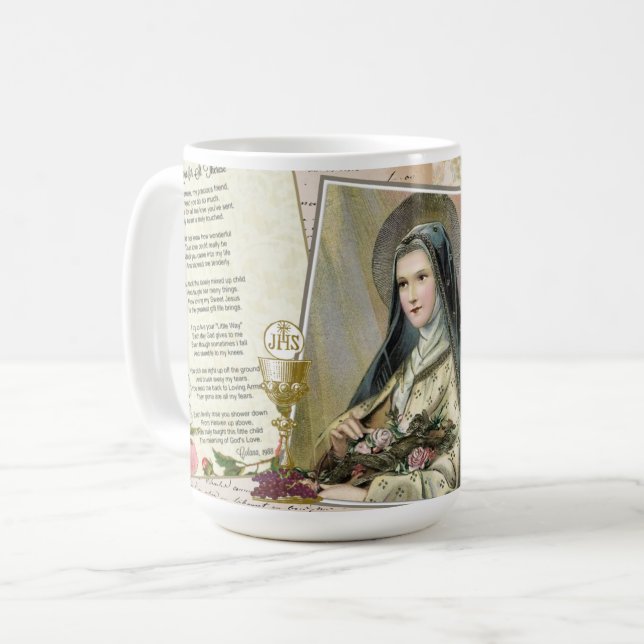 Taza De Café Collage de Rosario católico vintage (Anverso izquierdo)