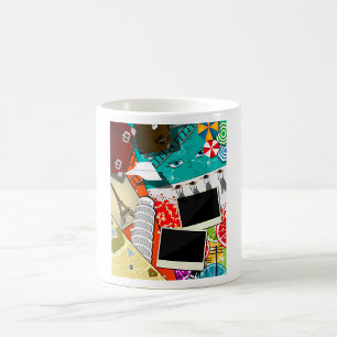 Taza De Café Collage de viajes con lugares emblemáticos de vaca