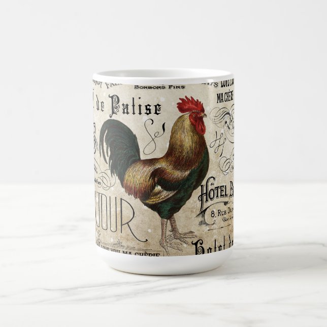 Taza De Café Collage del gallo de París (Centro)