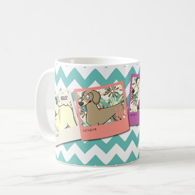 Taza De Café collage del marco de 4 fotos con las fronteras y (Anverso izquierdo)