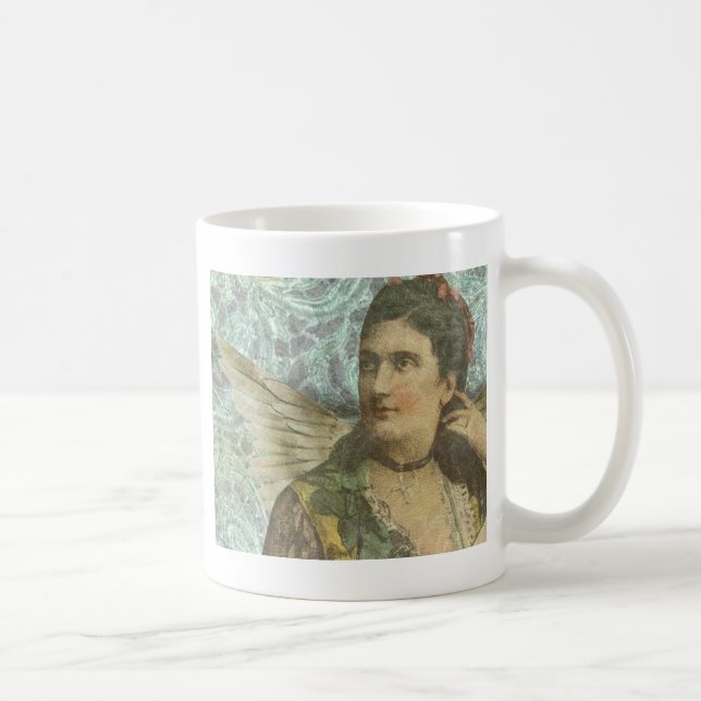 Taza De Café Collage digital de la dama alada (Derecha)
