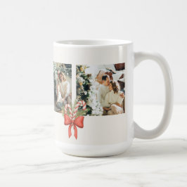 Taza De Café Collage Familiar Navideño Moderno de Tres Fotos