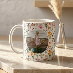 Taza De Café Collage Floral Botánico 2-Fotos Mamá y Abuela 