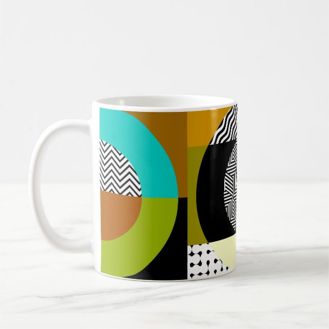 Taza De Café Collage geométrico: círculos, patrón vintage. (Izquierda)