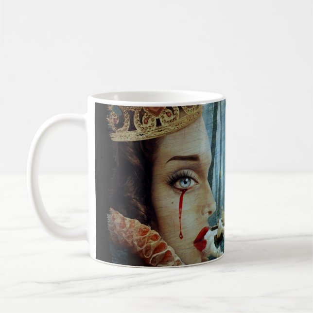 Taza De Café Collage Gótico Surreal Único Reina triste de los c (Izquierda)