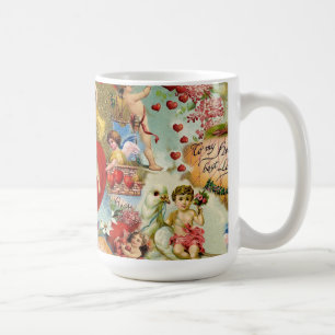 Taza De Café Collage hermoso de la querube del amor de la