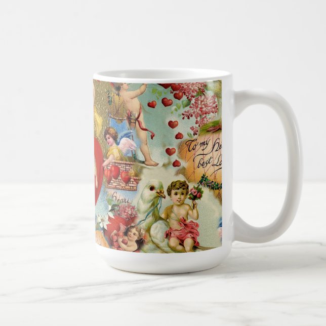 Taza De Café Collage hermoso de la querube del amor de la (Derecha)