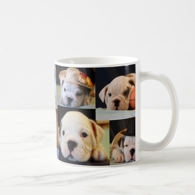 Taza De Café Collage inglés de los perritos del bulldog (Derecha)