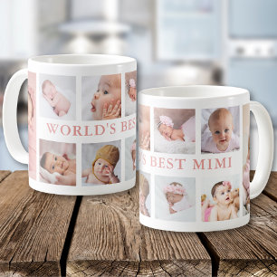 Taza De Café Collage moderno de 10 fotos rosa Mimi del mundo me
