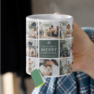 Taza De Café Collage moderno “Feliz Navidad” con varias fotos
