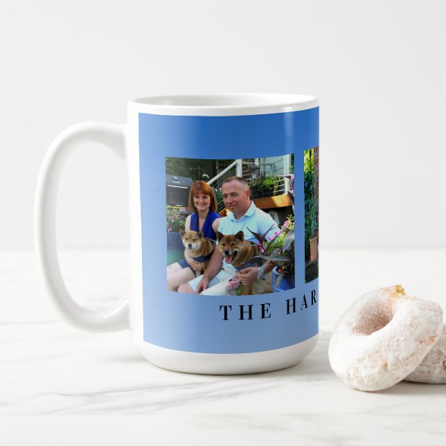 Taza De Café Collage moderno personalizado de la familia de fot (Con donut)