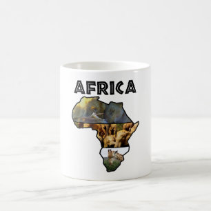 Taza De Café Collage negro del continente africano de vida silv