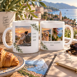 Taza De Café Collage personalizado de 3 fotos Momentos favorito