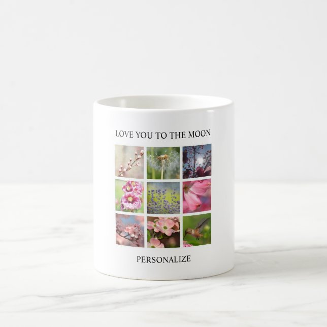 Taza De Café Collage personalizado de las fotos con su texto (Centro)
