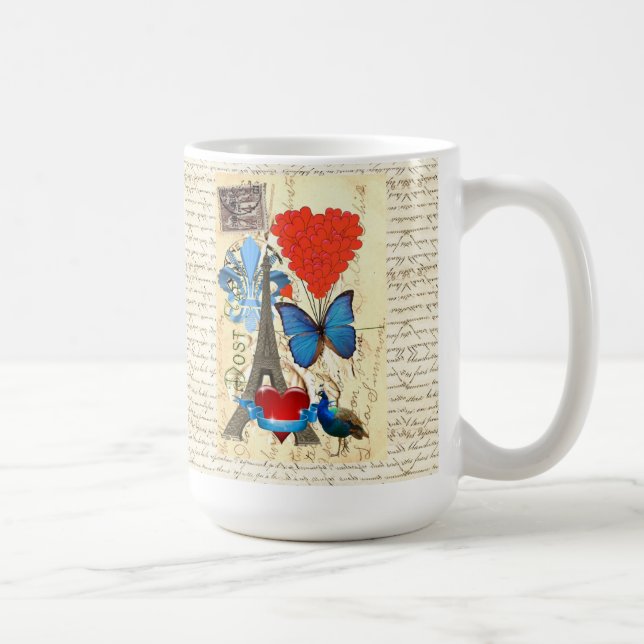 Taza De Café Collage romántico de París (Derecha)