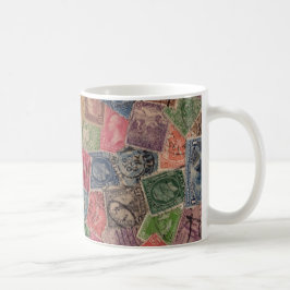 Taza De Café Collage usado vintage del sello