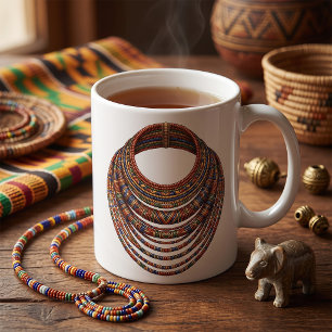 Taza De Café Collar de cuentas africano tribal