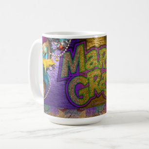 Taza De Café Collares de perlas de SlipperyJoe's Mardi Gras dob