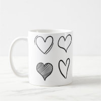 Collection of hand drawn hearts isolated on white 
