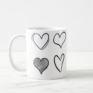Taza De Café Collection of hand drawn hearts isolated on white 