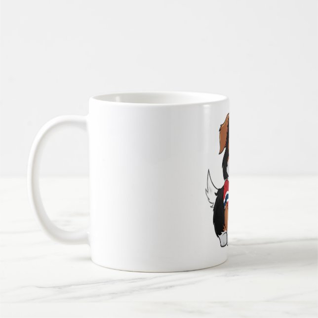 Taza De Café Collie de borde animado con bandera de Noruega (Izquierda)
