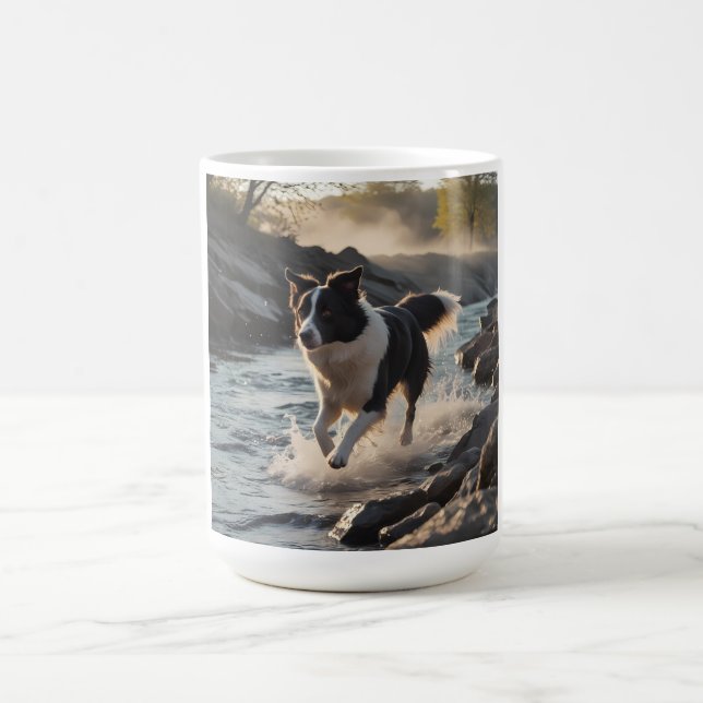 Taza De Café Collie de borde elegante café Mug (Centro)