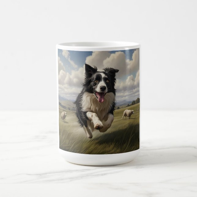Taza De Café Collie de borde elegante café Mug (Centro)