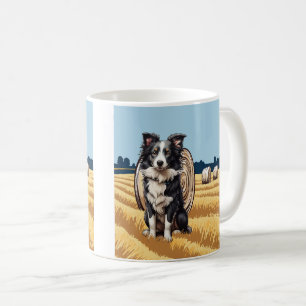 Taza De Café Collie de borde en la granja