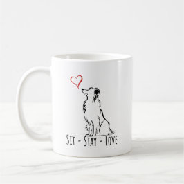 Taza De Café Collie de borde Sit-Stay-Love