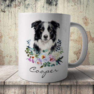 Taza De Café Collie de frontera acuarela