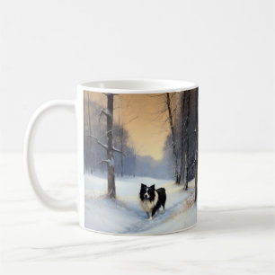 Taza De Café Collie de la frontera deja que nieve Navidades