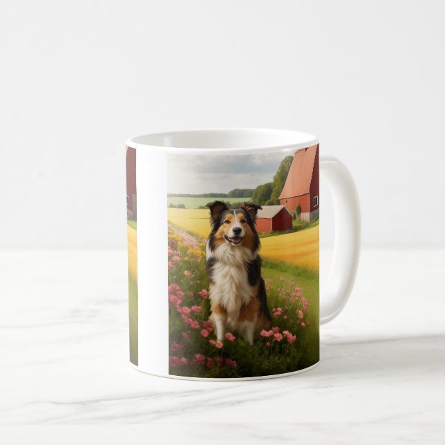 Taza De Café Collie estándar en la granja (Anverso derecho)