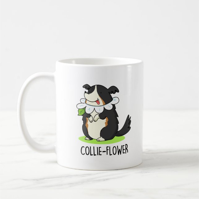 Taza De Café Collie-flower Funny Border Collie Dog Pun (Izquierda)