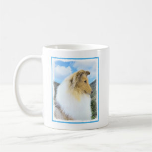 Taza De Café Collie in Mountains (Rough) Pintura - Perro Art