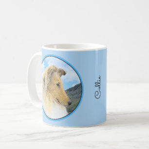 Taza De Café Collie in Mountains (Rough) Pintura - Perro Art