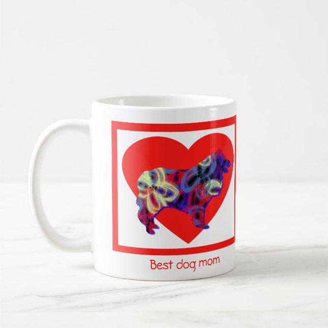 Taza De Café Collie Rough Dog Silhouette Día de San Valentín He (Izquierda)